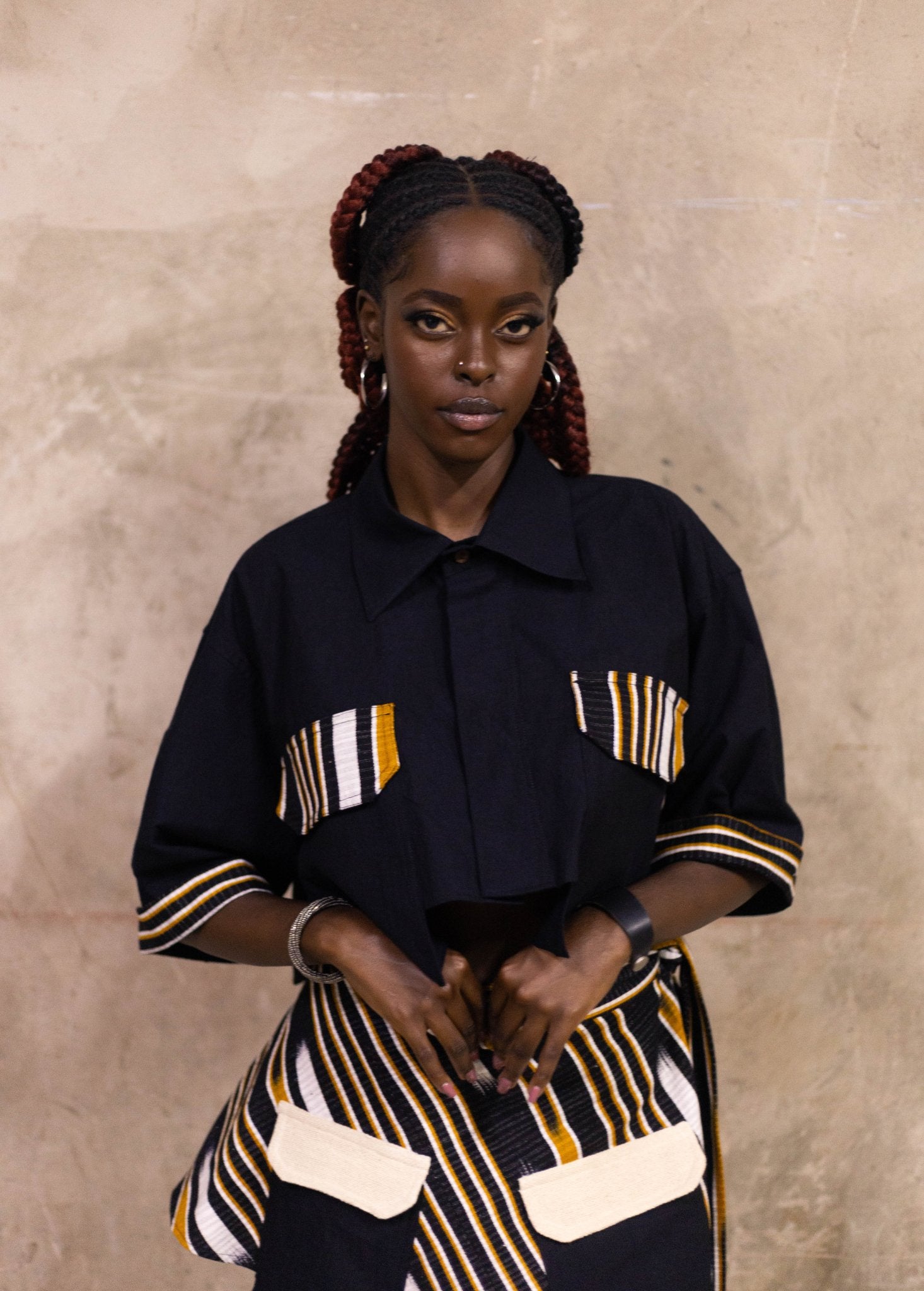 Chemise Agoua cropped Noir - SOKOLATA CLOTHING