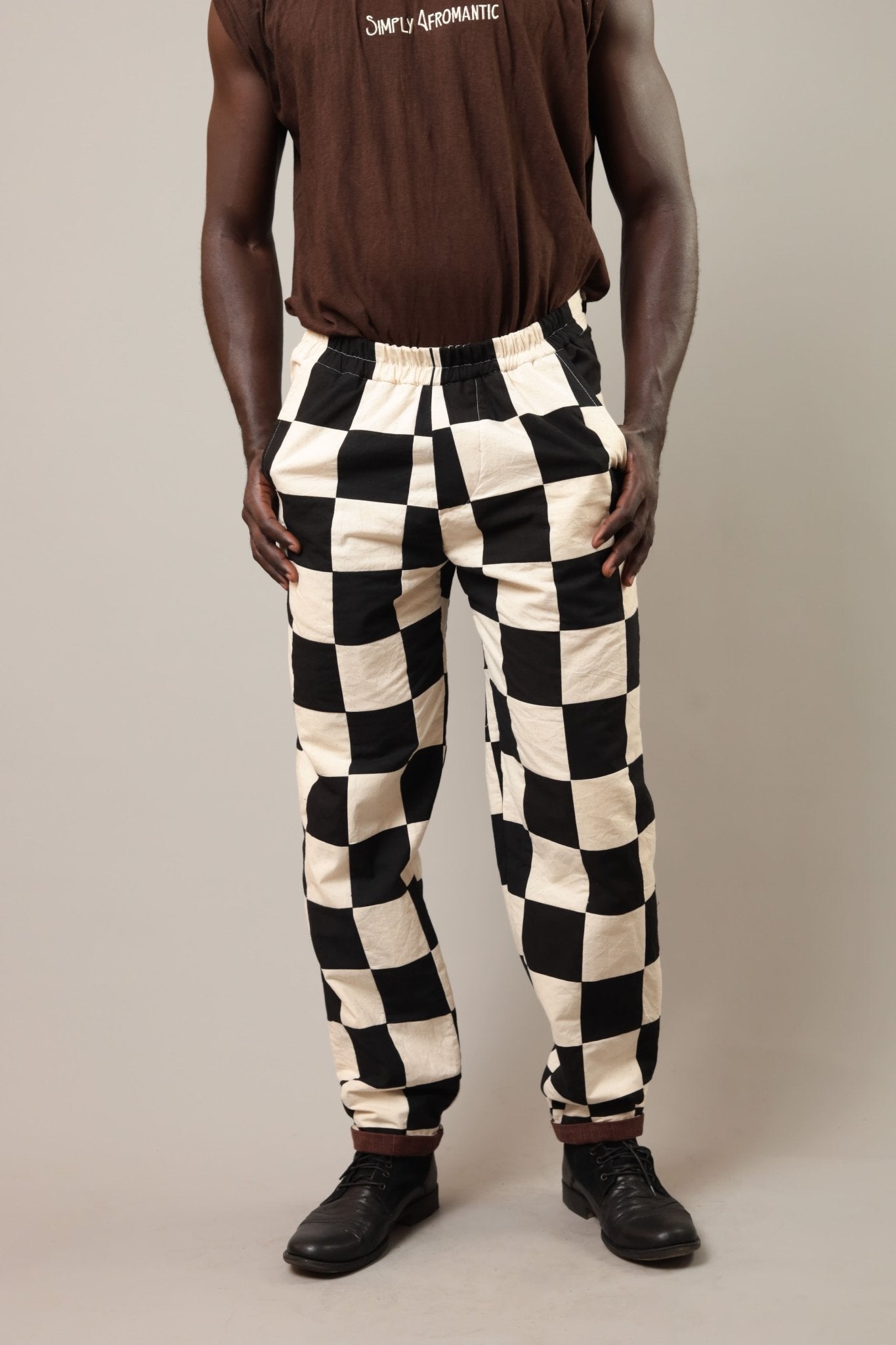 Pantalon San Blanc /noir - SOKOLATA CLOTHING