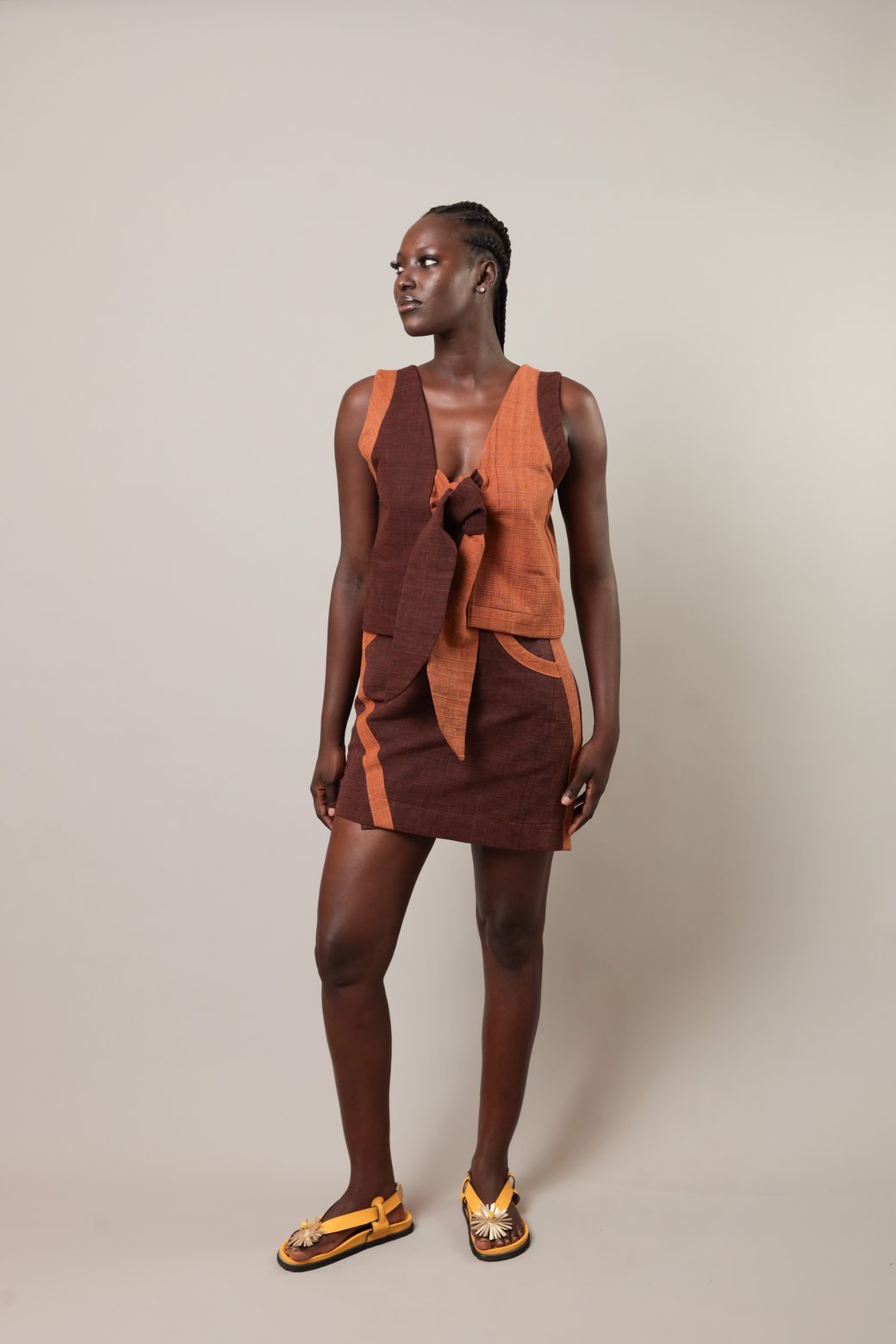 Top Kidal Marron chocolat / Orange foncé - SOKOLATA CLOTHING