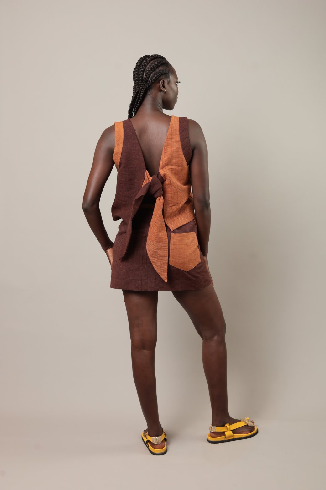 Top Kidal Marron chocolat / Orange foncé - SOKOLATA CLOTHING