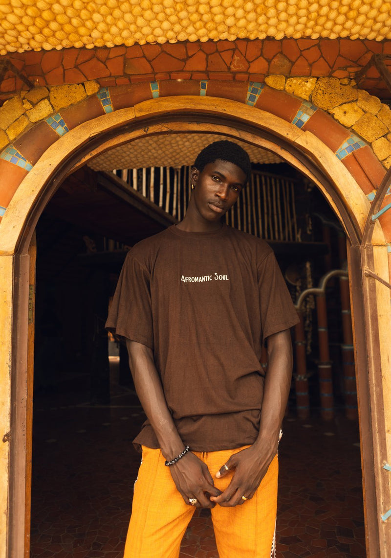 Tshirt brodé "Afromantic Soul" Marron - SOKOLATA CLOTHING